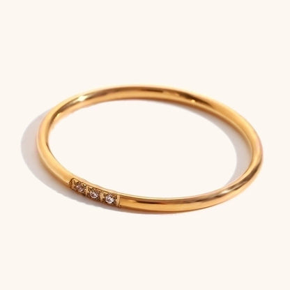 Basic Minimalist Classic Style Solid Color 304 Stainless Steel Rhinestones 18K Gold Plated Plating Inlay Rings
