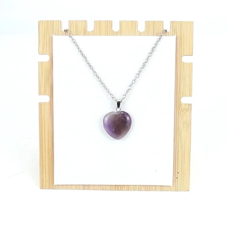 Minimalist Heart Shape Natural Stone Ferroalloy Knitting Pendant Necklace