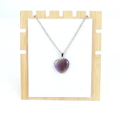 Minimalist Heart Shape Natural Stone Ferroalloy Knitting Pendant Necklace