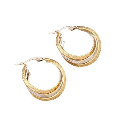 IG Style Ellipse Round Stripe Circle Geometric Stainless Steel Electroplating Earrings