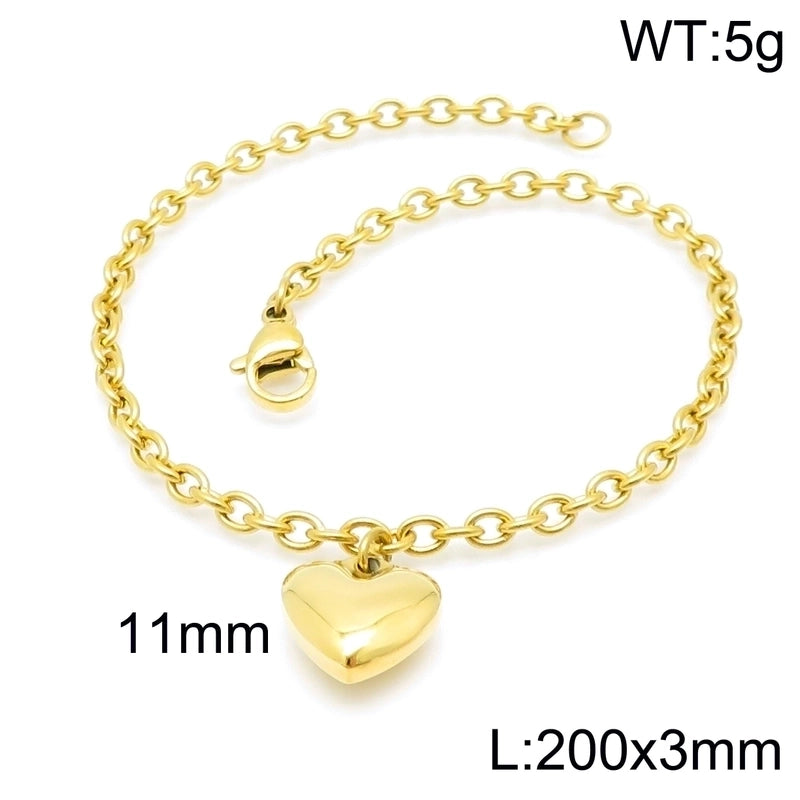 Minimalist Heart Shape Stainless Steel 18K Gold Plated Bracelets In Bulk