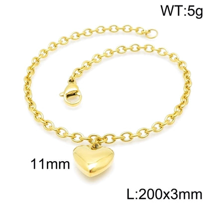 Minimalist Heart Shape Stainless Steel 18K Gold Plated Bracelets In Bulk