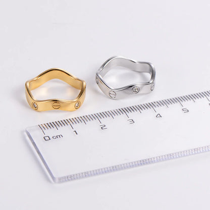 IG Style Stripe Stainless Steel Diamond Inlay Rings
