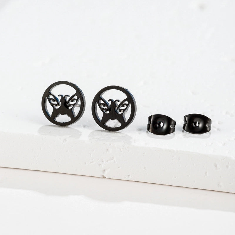 1 Pair Cute Minimalist Animal Notes Polishing 304 Stainless Steel 18K Gold Plated Ear Studs