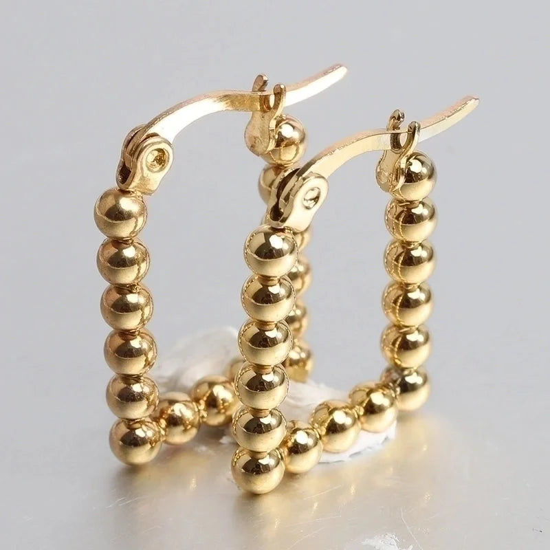 1 Pair Minimalist Geometric Solid Color Plating Stainless Steel Hoop Earrings