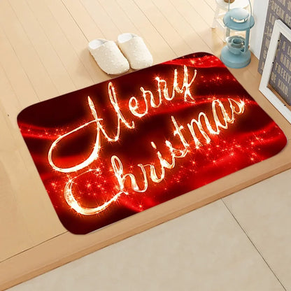 Cute Santa Claus Flannel Fabric Floor Mat