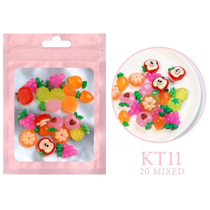 Cute Animal Fruit Flower Resin Nail Patches Nail Supplies