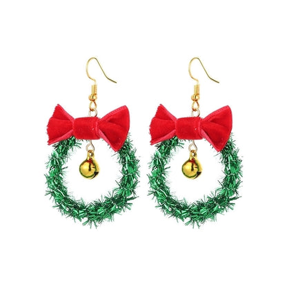 1 Pair Minimalist Christmas Tree Inlay Alloy Zircon Drop Earrings