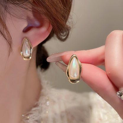 2 Pieces Minimalist Round Ellipse Geometric Copper Electroplating Earrings