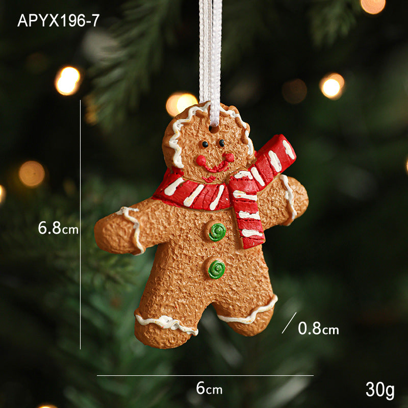 Resin Gingerbread Man Christmas Tree Pendant Heart Gingerbread House Diy Christmas Ornament Hanging Decoration Small Pendant