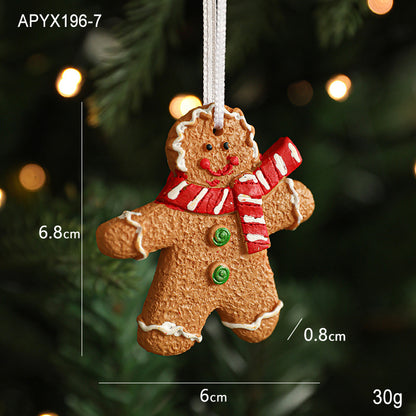 Resin Gingerbread Man Christmas Tree Pendant Heart Gingerbread House Diy Christmas Ornament Hanging Decoration Small Pendant