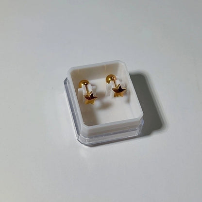 1 Pair Sweet Cross Heart Shape Snowflake Plating 304 Stainless Steel Titanium Steel 18K Gold Plated Cartilage Earrings