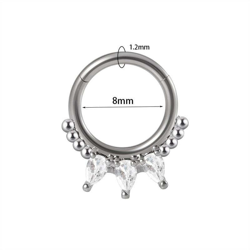 2 Pieces Nose Rings & Studs Modern Style Minimalist Shiny Water Droplets 304 Stainless Steel Copper Plating Inlay Synthetic Opal Rhinestones Zircon 18K Gold Plated