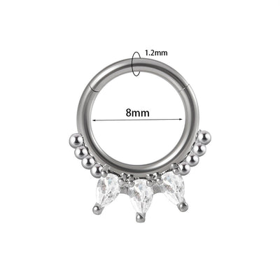 2 Pieces Nose Rings & Studs Modern Style Minimalist Shiny Water Droplets 304 Stainless Steel Copper Plating Inlay Synthetic Opal Rhinestones Zircon 18K Gold Plated
