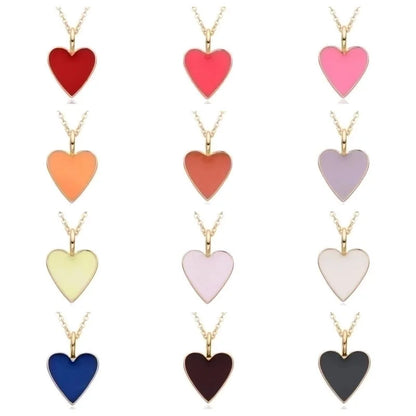 Copper IG Style Minimalist Heart Shape Enamel Plating Pendant Necklace