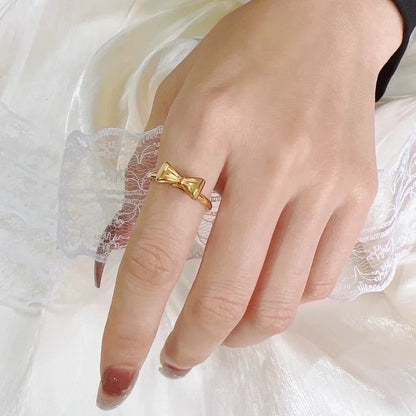 Elegant Minimalist Bow Knot Titanium Steel Plating Rings