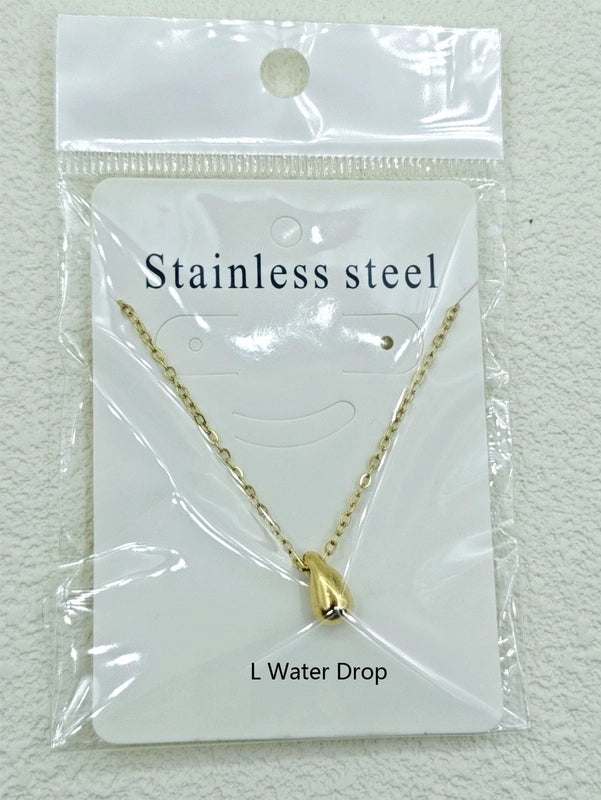 Stainless Steel 18K Gold Plated Minimalist Water Droplets Necklace