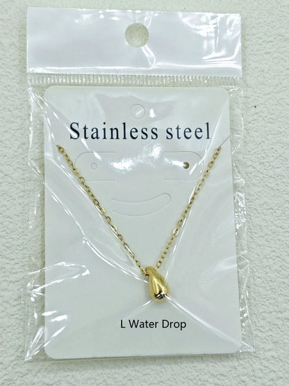 Stainless Steel 18K Gold Plated Minimalist Water Droplets Necklace