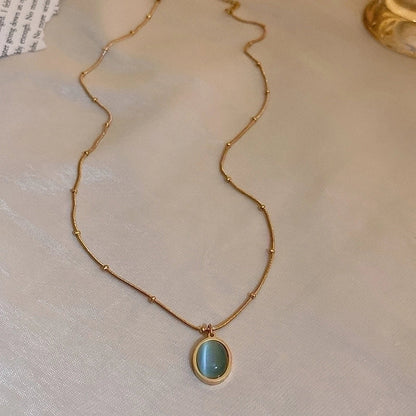 Minimalist Geometric Alloy Titanium Steel Plating Inlay Artificial Pearls Turquoise Rhinestones Necklace