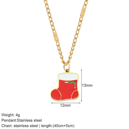 Nordic Style Classic Style Gingerbread Moon 316L Stainless Steel Plating Pendant Necklace