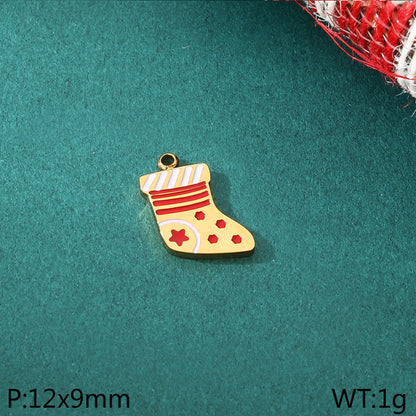 Diy Christmas Elements Oil Drop Stainless Steel Accessories Pendant Christmas Tree Santa Claus Snowman Reindeer