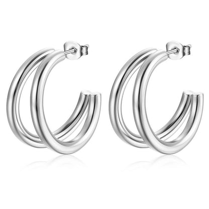 1 Pair Fashion C Shape Plating 201 Stainless Steel 18K Gold Plated Ear Studs