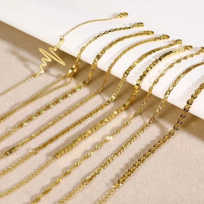 Casual Minimalist Solid Color 304 Stainless Steel 18K Gold Plated Bracelets In Bulk