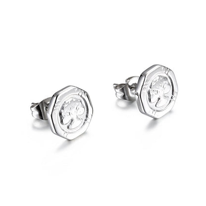 Simple Titanium Steel Tree Of Life Earrings For Female Students Christmas Gift