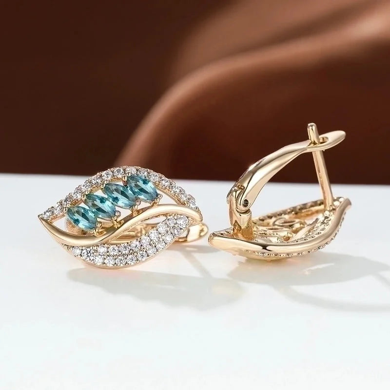 1 Pair Elegant Minimalist Leaf Plating Inlay Copper Zircon Earrings