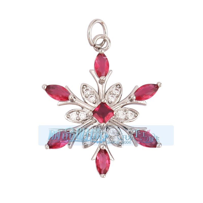 1 Piece Copper Geometric Heart Shape Snowflake Pendant Jewelry Accessories