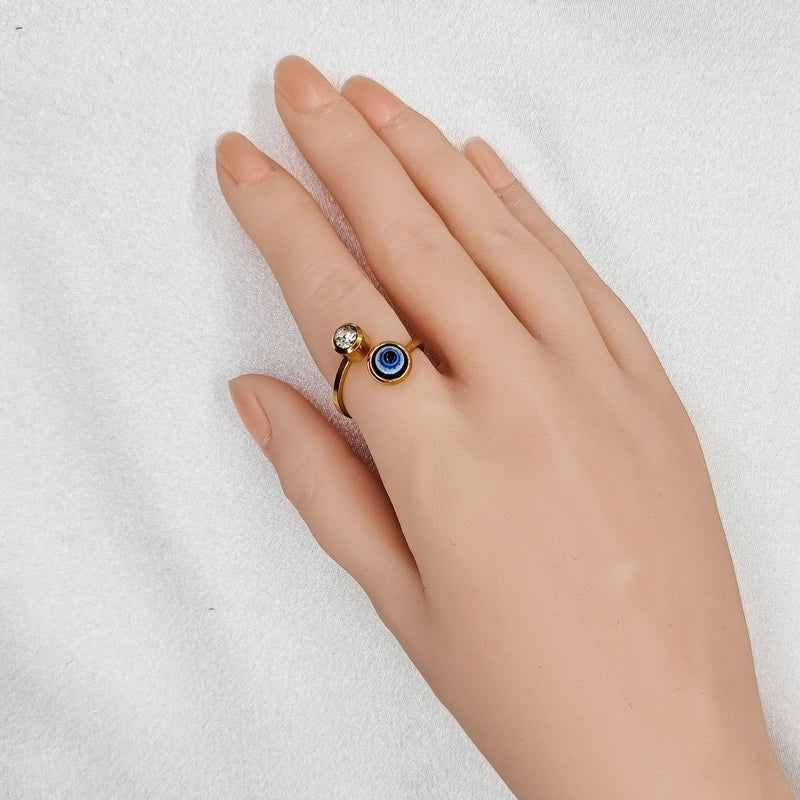 3 Pieces Classic Style Devil\'s Eye Stainless Steel Plating Gold Plated Open Rings