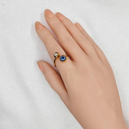 3 Pieces Classic Style Devil\'s Eye Stainless Steel Plating Gold Plated Open Rings