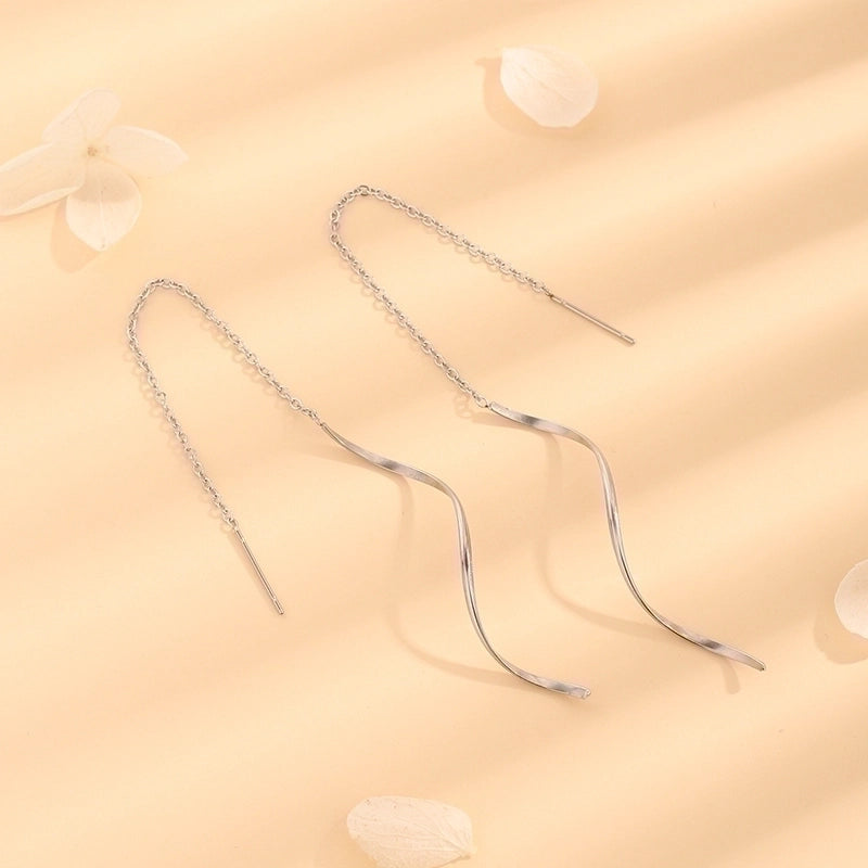 1 Pair Casual Elegant Minimalist Solid Color Plating Titanium Steel 18K Gold Plated Ear Line