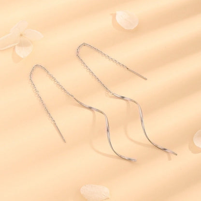 1 Pair Casual Elegant Minimalist Solid Color Plating Titanium Steel 18K Gold Plated Ear Line