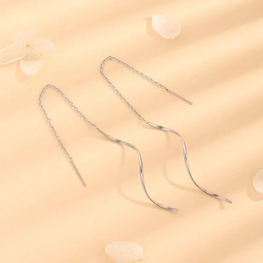 1 Pair Casual Elegant Minimalist Solid Color Plating Titanium Steel 18K Gold Plated Ear Line