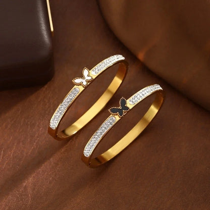 Elegant Butterfly 304 Stainless Steel Zircon Bangle In Bulk