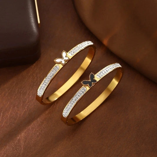 Elegant Butterfly 304 Stainless Steel Zircon Bangle In Bulk