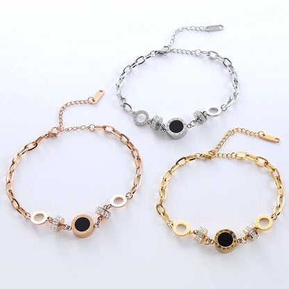 Women Versatile Asymmetrical Circle Chain Geometric Stainless Steel Electroplating Bracelets