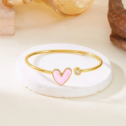 Casual Elegant Lady Heart Shape 304 Stainless Steel Bangle In Bulk