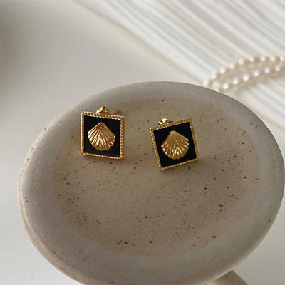 1 Pair Sweet Minimalist Heart Shape Bow Knot Shell Plating Titanium Steel Drop Earrings