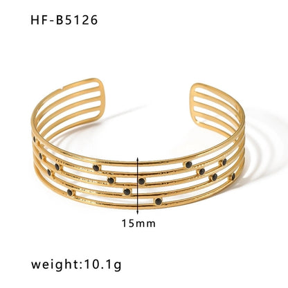 Basic Retro Leaf Solid Color Knot Stainless Steel 18K Gold Plated Bangle In Bulk