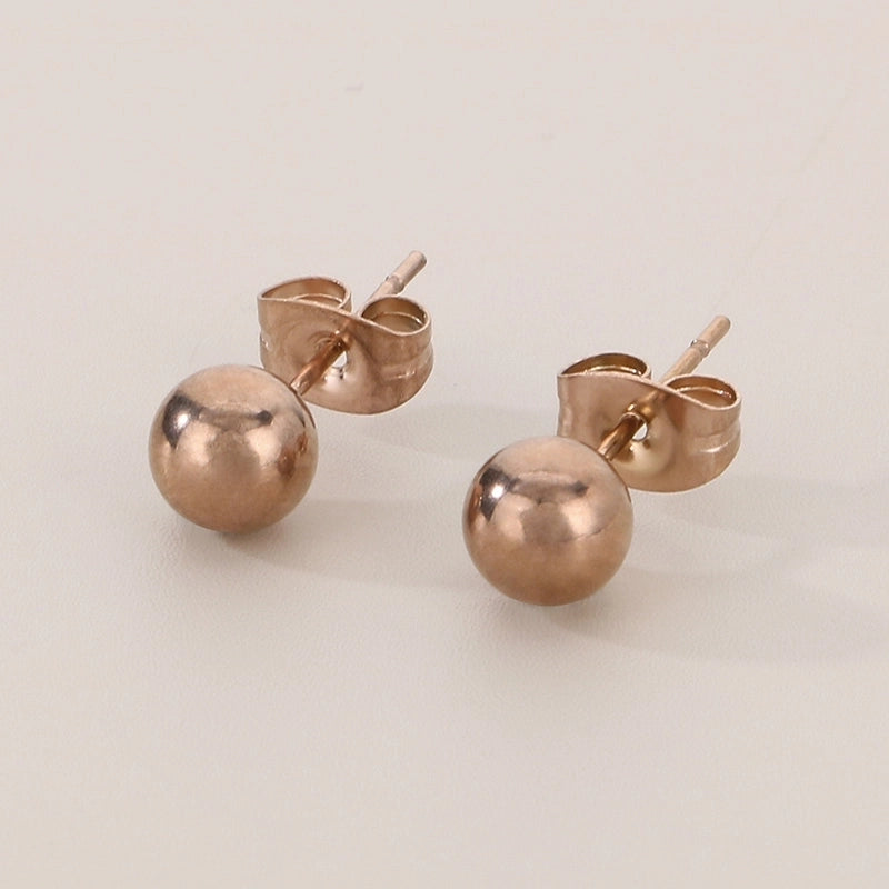 1 Pair Minimalist Round 304 Stainless Steel 18K Gold Plated Ear Studs