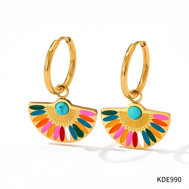 1 Pair Casual Color Block Plating 304 Stainless Steel 16K Gold Plated White Gold Plated Gold Plated Drop Earrings