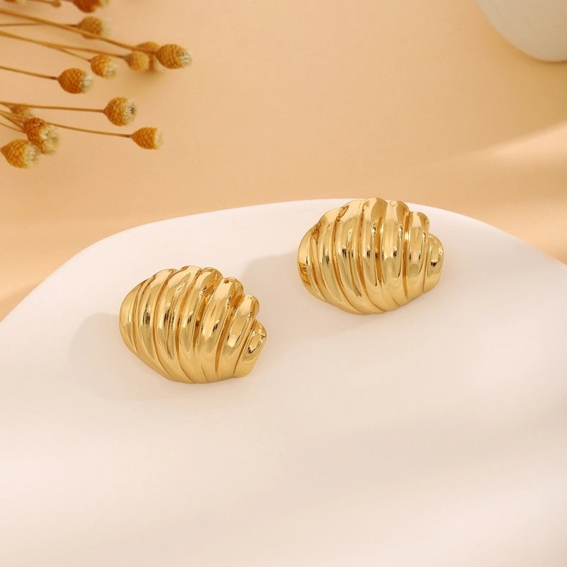 1 Pair Casual Minimalist Streetwear Waves Heart Shape Flower Plating 304 Stainless Steel Ear Studs