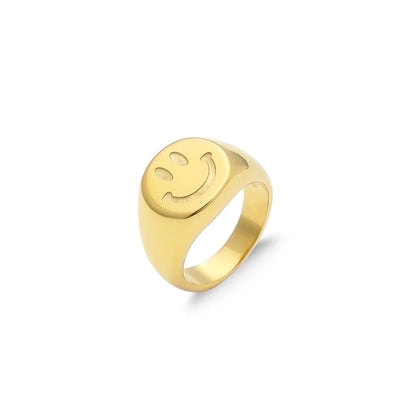 Minimalist Solid Color 304 Stainless Steel 18K Gold Plated Plating Rings