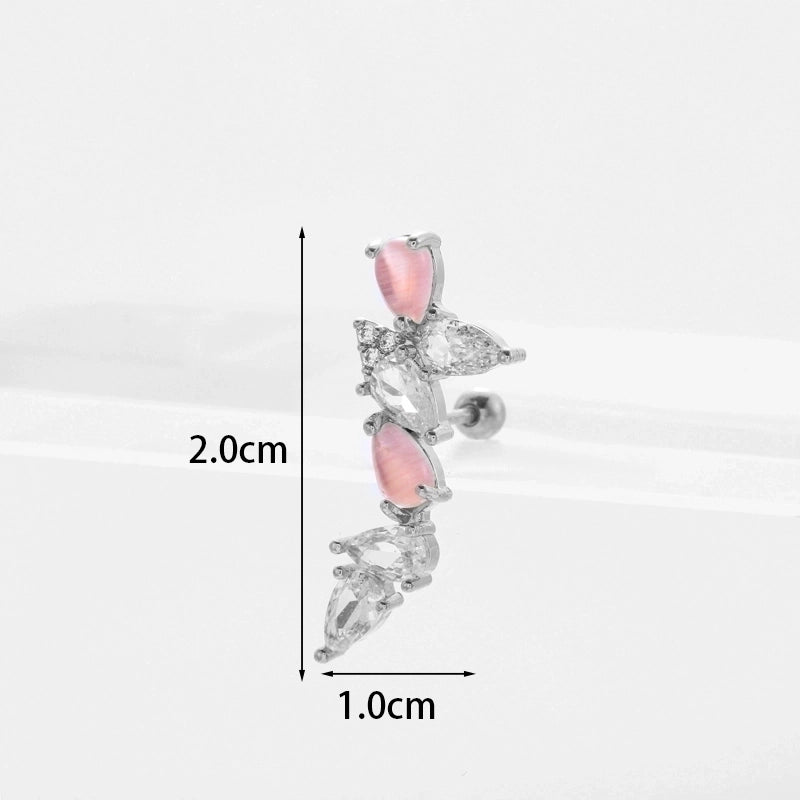 Ear Cartilage Rings & Studs Flower 316L Stainless Steel Copper Inlaid Zircon Zircon