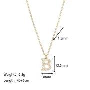Minimalist Letter 304 Stainless Steel Zircon 16K Gold Plated White Gold Plated Plating Inlay Pendant Necklace