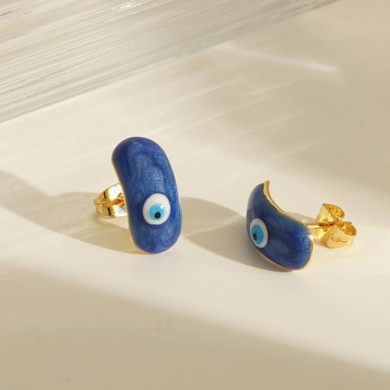 Y2K Sweet Devil's Eye Enamel Copper 18K Gold Plated Ear Studs