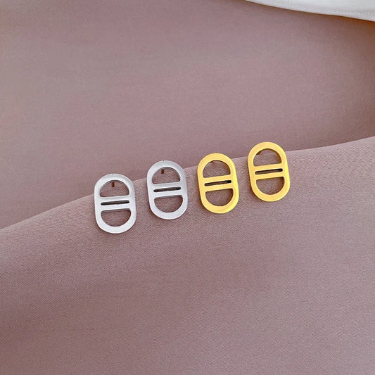 Korean Cosmos Geometric Titanium Steel Electroplating Earrings