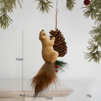 2 Pieces Korean Squirrel Christmas Decoration Real Squirrel Pendant Christmas Tree Pendant Ornament
